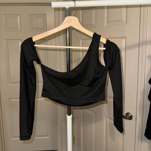 Black Asymmetrical Long Sleeve Top
